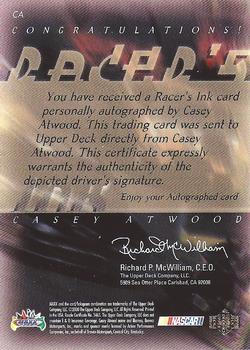 2000 Maxx - Racer's Ink #CA Casey Atwood Back