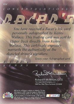 2000 Maxx - Racer's Ink #KW Kenny Wallace Back