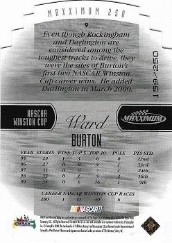 2000 Maxximum - 250 (Die Cuts) #9 Ward Burton Back