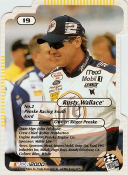 2000 Press Pass Trackside - Die Cuts #19 Rusty Wallace Back