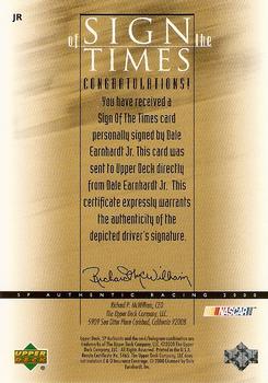 2000 SP Authentic - Sign of the Times #JR Dale Earnhardt Jr. Back