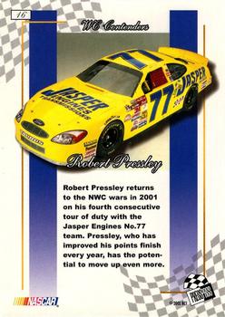 2001 Press Pass Premium - Reflectors #16 Robert Pressley Back