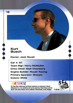 2001 Press Pass Trackside - Die Cuts #18 Kurt Busch Back