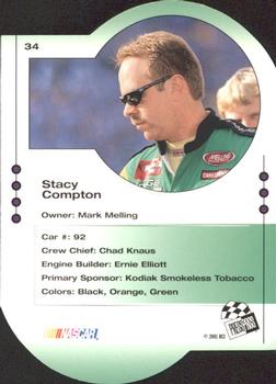2001 Press Pass Trackside - Die Cuts #34 Stacy Compton Back
