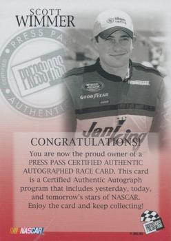 2002 Press Pass - Autographs #NNO Scott Wimmer Back