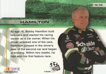 2002 Press Pass Trackside - License to Drive Die Cuts #LDP 12 Bobby Hamilton Back