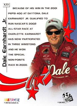 2002 Press Pass VIP - Explosives #X33 Dale Earnhardt Jr. Back