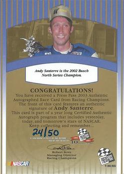 2003 Press Pass - Signings Gold #NNO Andy Santerre Back