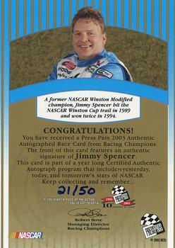 2003 Press Pass - Signings Gold #NNO Jimmy Spencer Back