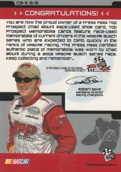 2003 Press Pass - Top Prospects Memorabilia #CB-S 5 Chad Blount Shoe Back