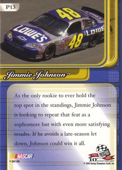 2003 Press Pass Premium - Red Reflectors #P13 Jimmie Johnson Back