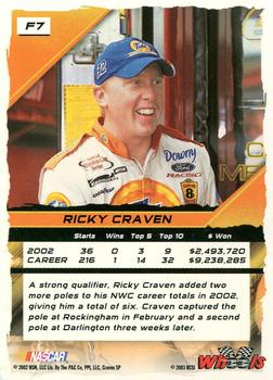 2003 Wheels High Gear - First Gear #F7 Ricky Craven Back