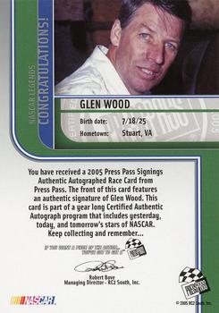 2005 Press Pass - Signings Gold #NNO Glen Wood Back