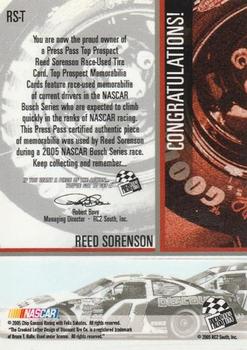2005 Press Pass - Top Prospects Memorabilia #RS-T Reed Sorenson Back