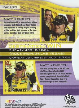 2005 Press Pass Eclipse - Destination WIN #DW 2 Matt Kenseth Back