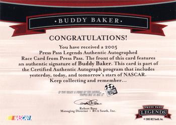 2005 Press Pass Legends - Autographs Blue #NNO Buddy Baker Back
