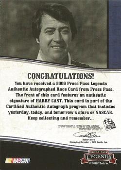 2006 Press Pass Legends - Autographs Blue #NNO Harry Gant Back