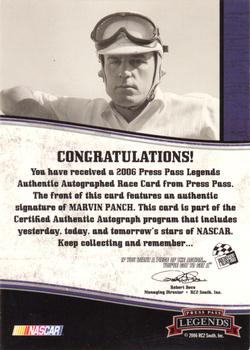 2006 Press Pass Legends - Autographs Blue #NNO Marvin Panch Back