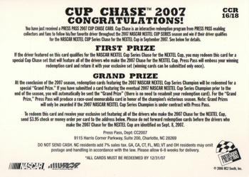 2007 Press Pass - Cup Chase #CCR 16 Kevin Harvick Back