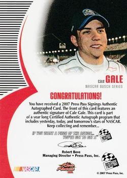 2007 Press Pass - Signings #NNO Cale Gale Back