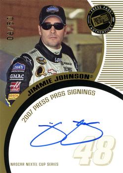 2007 Press Pass - Signings Gold #NNO Jimmie Johnson Front