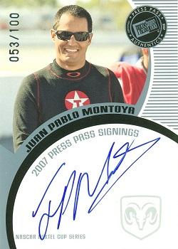 2007 Press Pass - Signings Silver #NNO Juan Pablo Montoya Front