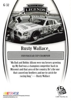 2007 Press Pass Legends - Gold #G-32 Rusty Wallace Back