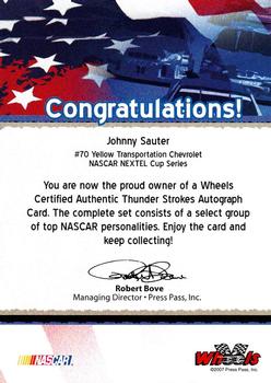 2007 Wheels American Thunder - Thunder Strokes #NNO Johnny Sauter Back