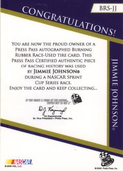 2009 Press Pass - Burning Rubber Autographs #BRS-JJ Jimmie Johnson Back