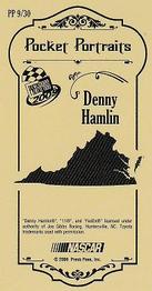 2009 Press Pass - Pocket Portraits Hometown #PP 9 Denny Hamlin Back