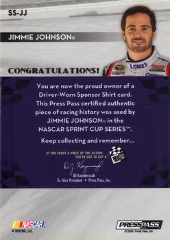 2009 Press Pass - Sponsor Swatches #SS-JJ Jimmie Johnson Back