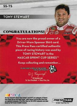2009 Press Pass - Sponsor Swatches #SS-TS Tony Stewart Back
