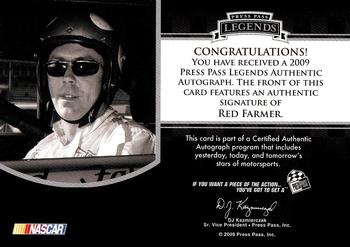 2009 Press Pass Legends - Autographs #NNO Red Farmer Back