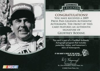2009 Press Pass Legends - Autographs Gold #NNO Geoffrey Bodine Back