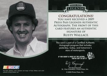 2009 Press Pass Legends - Autographs Gold #NNO Rusty Wallace Back