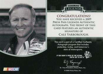 2009 Press Pass Legends - Autographs Holofoil #NNO Cale Yarborough Back