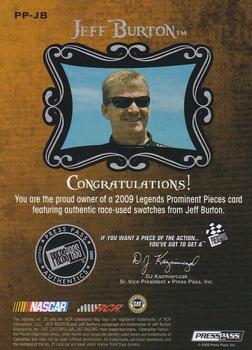 2009 Press Pass Legends - Prominent Pieces Gold #PP-JB Jeff Burton Back