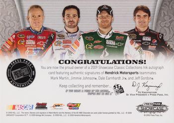 2009 Press Pass Showcase - Classic Collections Ink Gold #NNO Mark Martin / Jimmie Johnson / Jeff Gordon / Dale Earnhardt Jr. Back