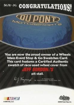 2009 Wheels Main Event - Stop and Go Swatches-Wheel Cover #SGW-JG Jeff Gordon Back