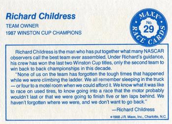 1988 Maxx #29 Richard Childress Back