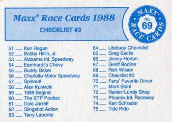 1988 Maxx #69 Checklist 3 Back