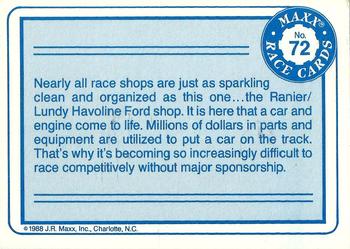 1988 Maxx #72 Harry Ranier / Lundy Shop Back