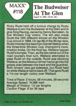 1989 Maxx #118 The Budweiser at the Glen Back