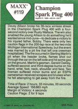 1989 Maxx #119 Champion Spark Plug 400 Back