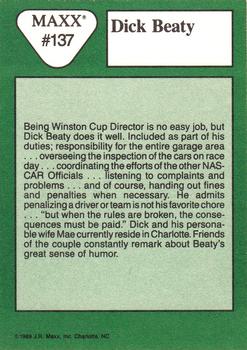 1989 Maxx #137 Dick Beaty Back