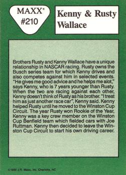 1989 Maxx #210 Rusty Wallace / Kenny Wallace Back