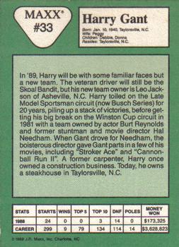 1989 Maxx #33 Harry Gant Back