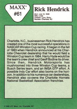 1989 Maxx #61 Rick Hendrick Back