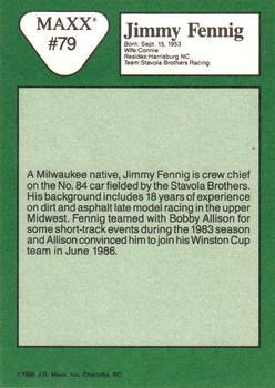 1989 Maxx #79 Jimmy Fennig Back