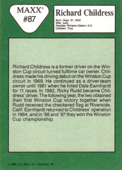 1989 Maxx #87 Richard Childress Back